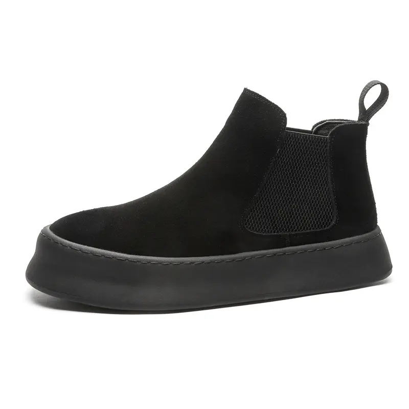 men's fashion cow suede leather boots slip-on flats platform shoes outdoors cowboy desert boot handsome ankle chelsea botas mans