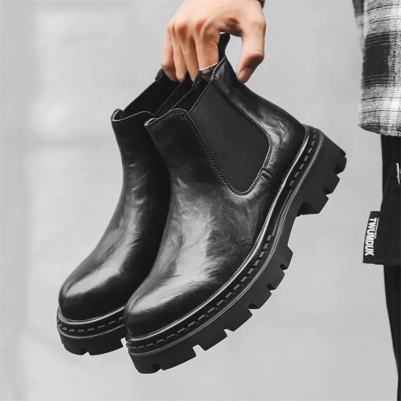 British style mens fashion chelsea boots black stylish original leather shoes cowboy autumn winter boot cool ankle botas hombre