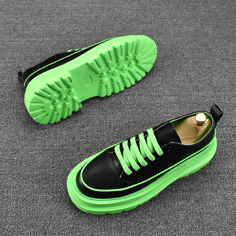 italian brand designer platform shoes for men luxury fashion lace-up black white shoe party banquet genuine leather sneakers man