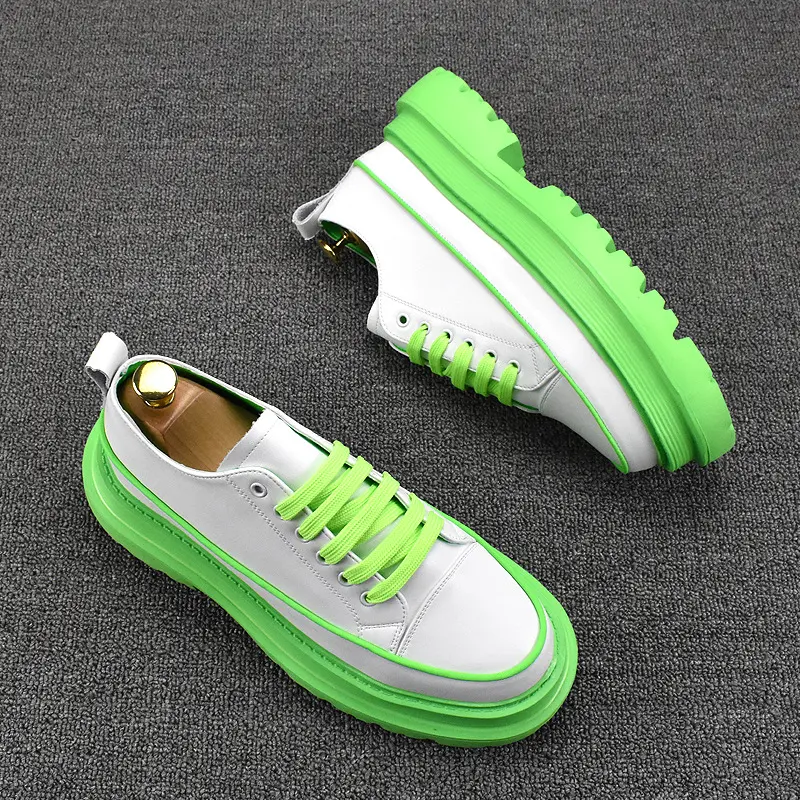 italian brand designer platform shoes for men luxury fashion lace-up black white shoe party banquet genuine leather sneakers man