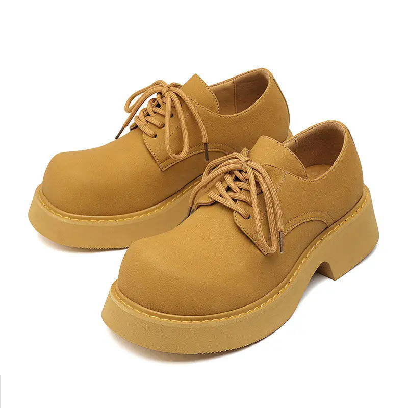 mens fashion original leather shoes lace-up derby shoe wedding party dresses black stylish platform footwear gentleman sneakers