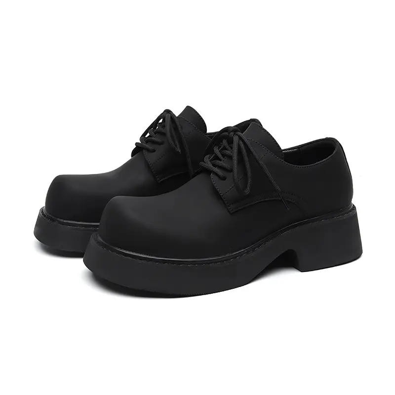 mens fashion original leather shoes lace-up derby shoe wedding party dresses black stylish platform footwear gentleman sneakers