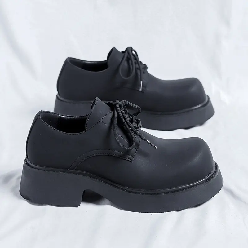 mens fashion original leather shoes lace-up derby shoe wedding party dresses black stylish platform footwear gentleman sneakers