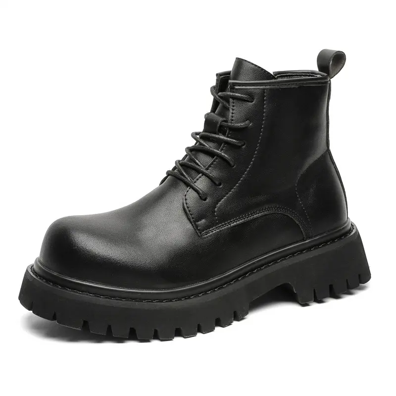 mens fashion punk hip hip dress platform boots black trendy genuine leather shoes cowboy autumn winter boot cool ankle botas man