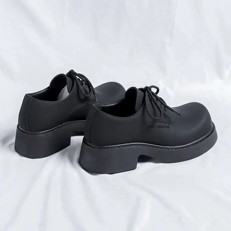 mens fashion original leather shoes lace-up derby shoe wedding party dresses black stylish platform footwear gentleman sneakers