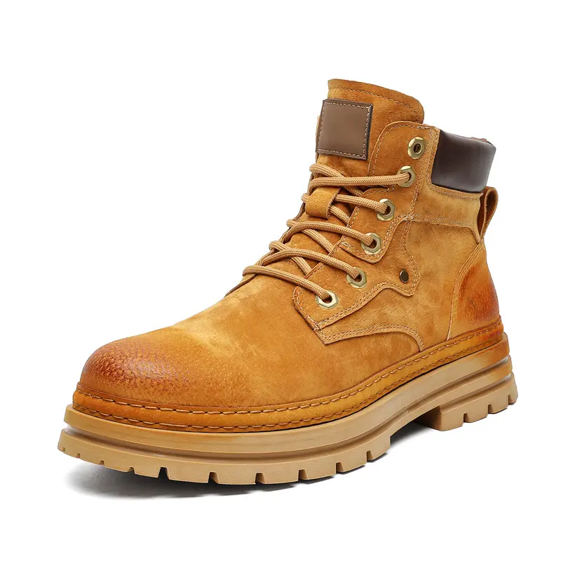 British style mens casual desert boots lace-up cow suede leather shoes outdoor cowboy platform boot party prom dress ankle botas
