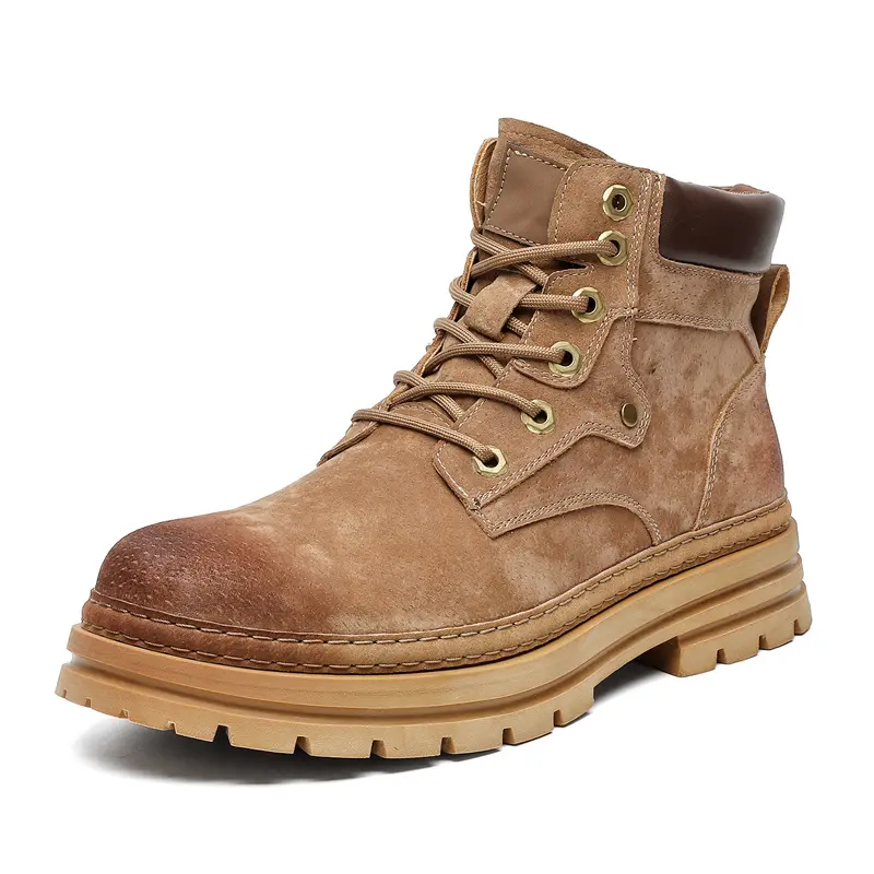 British style mens casual desert boots lace-up cow suede leather shoes outdoor cowboy platform boot party prom dress ankle botas