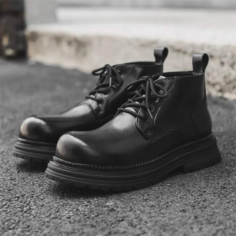 mens casual business office dress platform boots black stylish original leather shoes cowboy autumn winter boot cool ankle botas