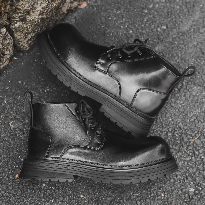 mens casual business office dress platform boots black stylish original leather shoes cowboy autumn winter boot cool ankle botas