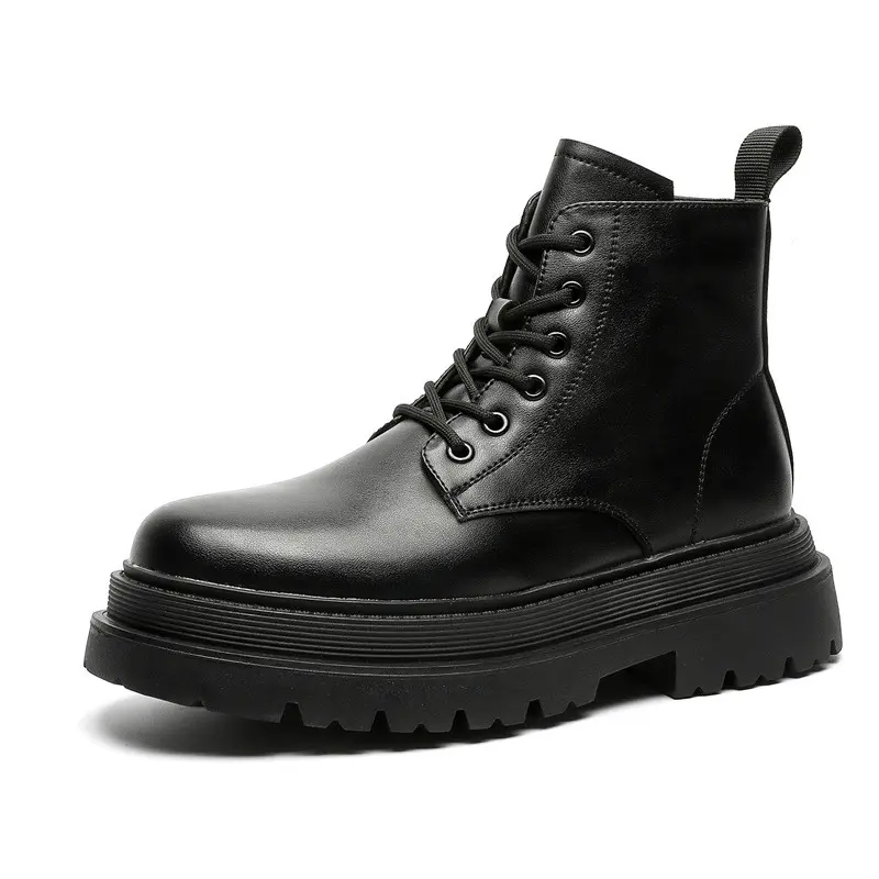 mens casual business office platform boots black trendy genuine leather shoes cowboy autumn winter boot handsome ankle botas man