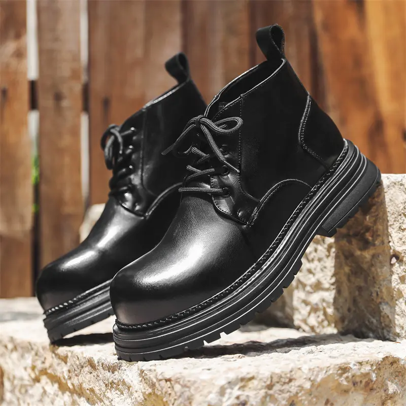 mens casual business office dress platform boots black stylish original leather shoes cowboy autumn winter boot cool ankle botas