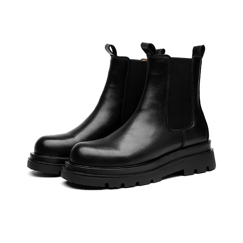 men luxury fashion chelsea boots black trendy original leather shoes cowboy platform boot handsome high chunky botas masculinas