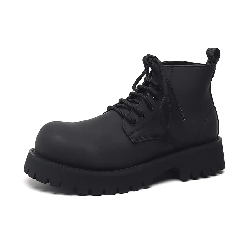 large size men's fashion party prom autumn winter boots lace-up platform shoes cowboy natural leather boot stylish ankle botas
