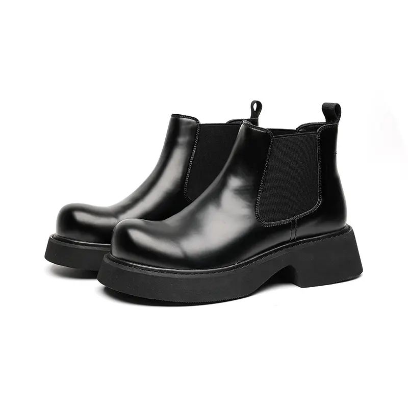 men fashion chelsea boots slip-on genuine leather shoes cowboy platform boot party nightclub dress handsome ankle botas hombre