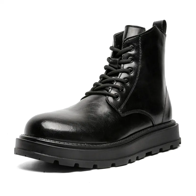 England style men's casual stage nightclub high motorcycle boots black genuine leather shoes cowboy platform boot long botas man