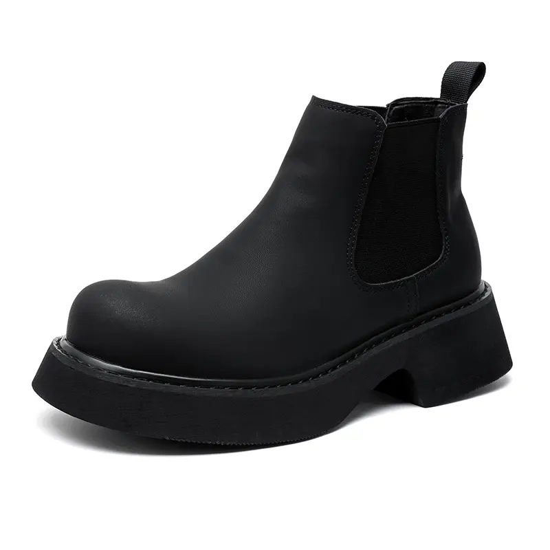big size men fashion party prom chelsea boots black trendy original leather shoes cowboy autumn winter boot platform ankle botas