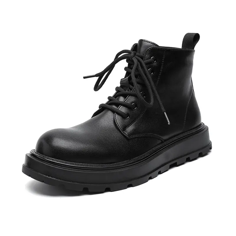 men casual business wedding platform boots black stylish genuine leather shoes cowboy autumn winter boot gentleman ankle botas