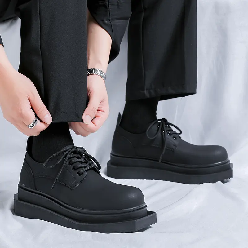 men luxury fashion platform shoes lace-up genuine leather oxford shoe punk rock dress brand designer sneakers stylish footwear
