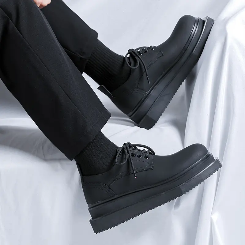 men luxury fashion platform shoes lace-up genuine leather oxford shoe punk rock dress brand designer sneakers stylish footwear
