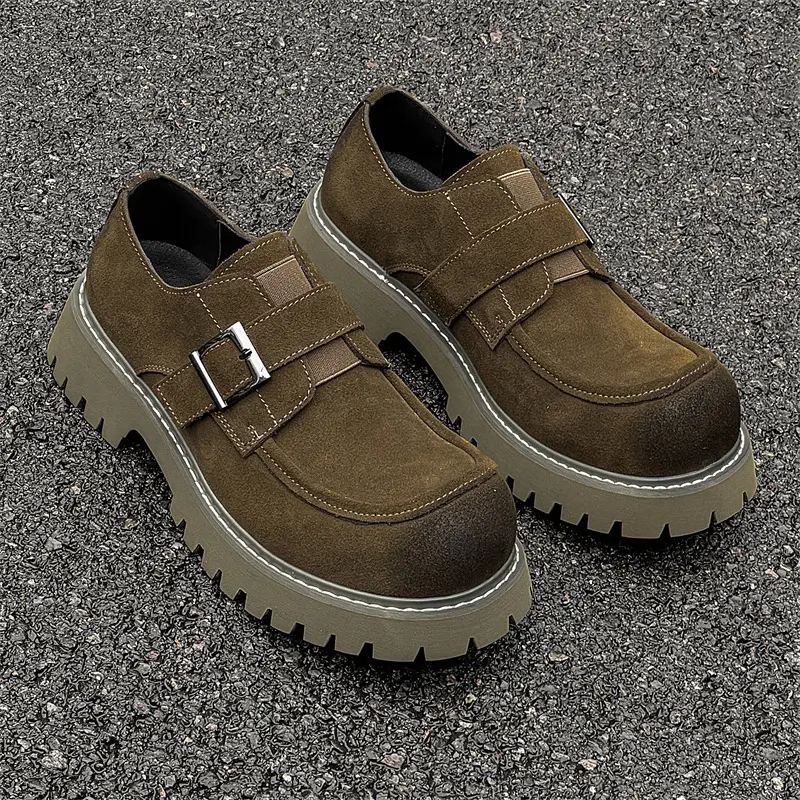 large size mens casual outdoors desert shoes slip-on cow suede leather shoe cowboy tooling work sneakers big toe trendy footwear