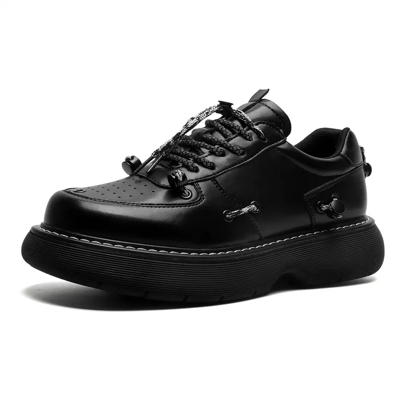 men luxury fashion original leather shoes breathable black trend platform shoe brand designer youth street sneakers footwear man