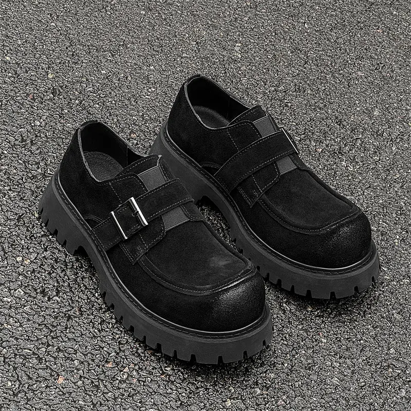 large size mens casual outdoors desert shoes slip-on cow suede leather shoe cowboy tooling work sneakers big toe trendy footwear