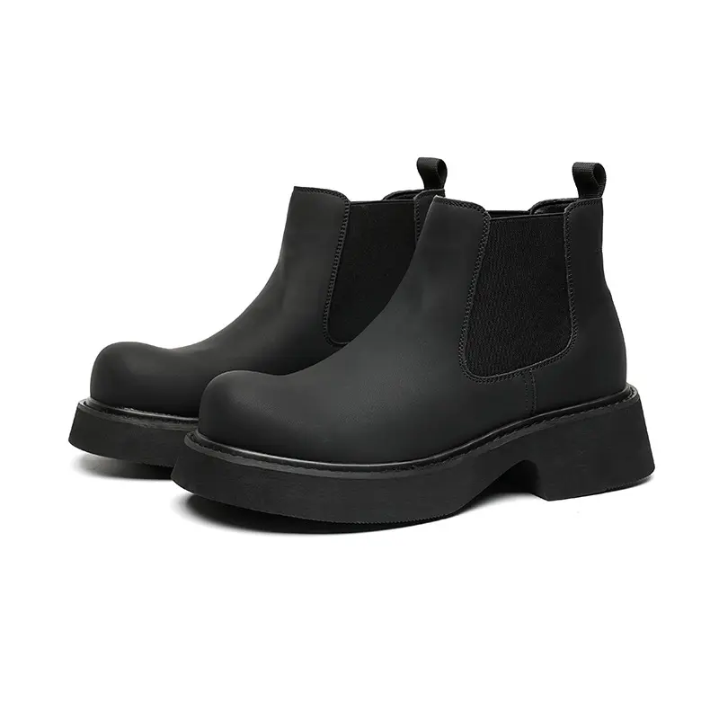 men's casual party prom chelsea boots black stylish natural leather shoes cowboy platform boot spring autumn ankle botas hombre