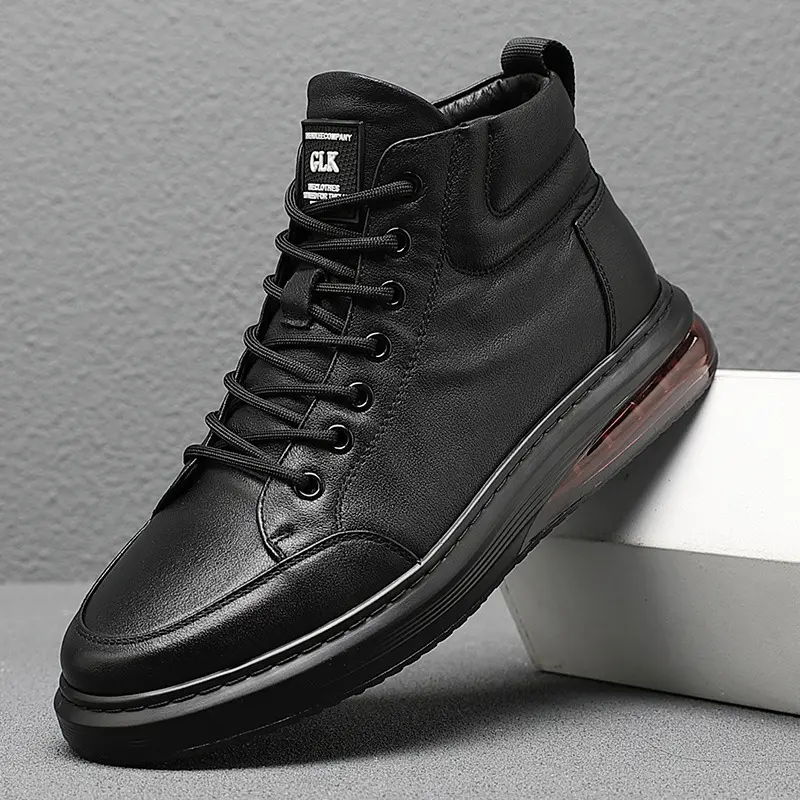 mens fashion original leather boots autumn winter shoes brand designer air cushion sneakers handsome platform ankle botas hombre