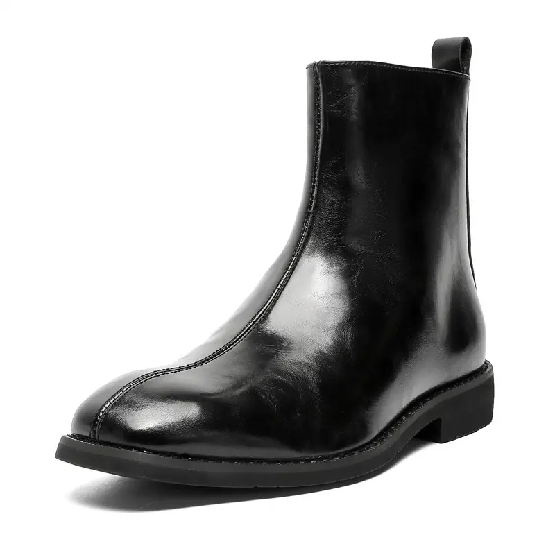 men fashion party banquet high chelsea boots designer square toe shoes cowboy original leather boot autumn winter ankle botas