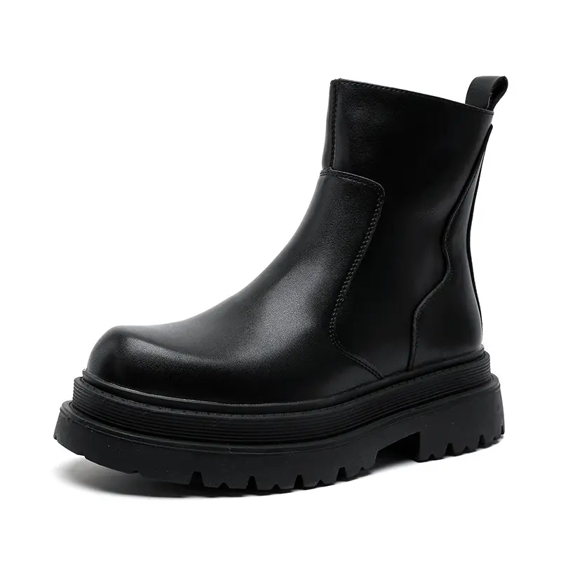 men fashion chelsea boots black trendy original leather shoes cowboy platform boot party nightclub designer chunky botas hombre