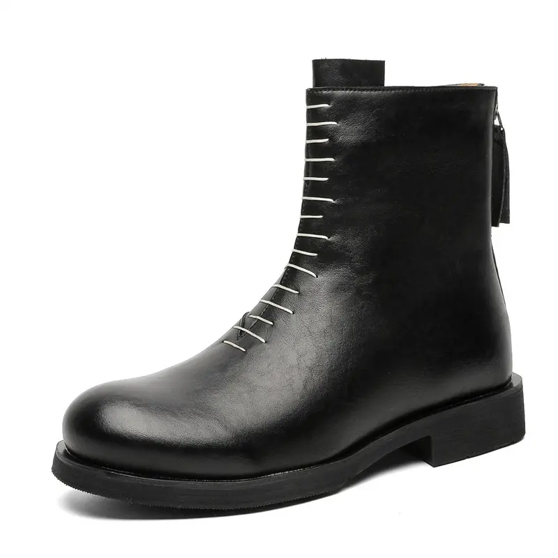 big size men fashion party nightclub high motorcycle boots brand designer shoes cowboy original leather boot autumn winter botas