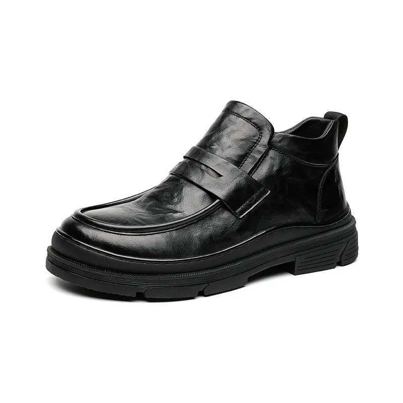 men's casual chelsea boots black brown platform shoes cowboy original leather boot party prom dress handsome ankle botas hombre