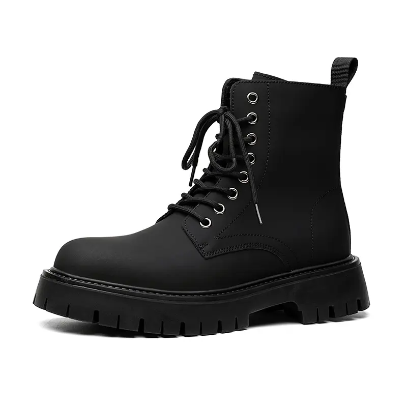 men luxury fashion platform boots black stylish genuine leather shoes party prom dress cowboy ankle boot cool motorcycle botas