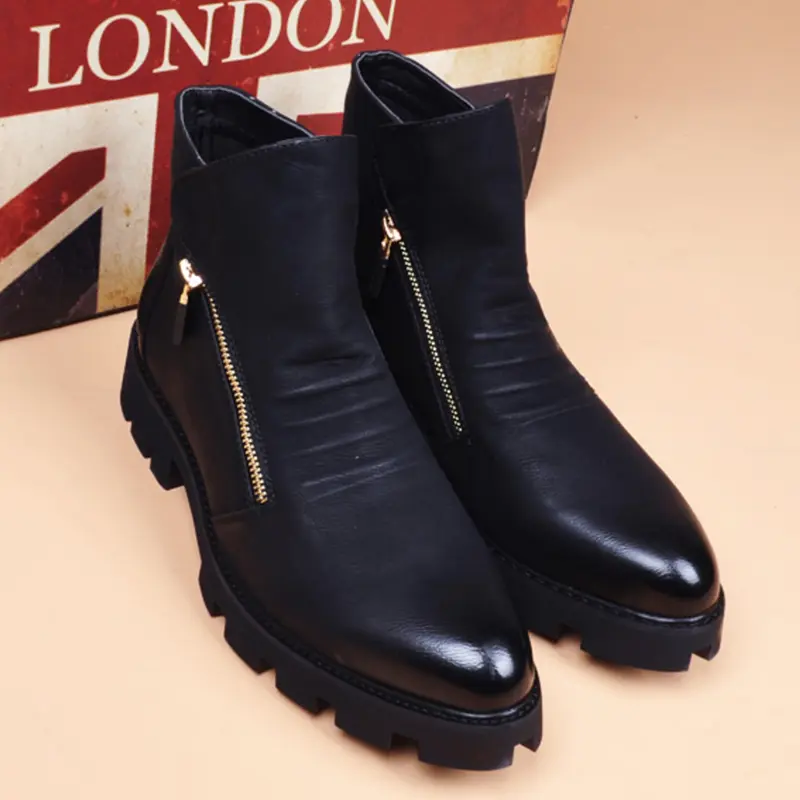 British style mens fashion chelsea boots designer platform shoes cowboy original leather boot party nightclub ankle botas hombre