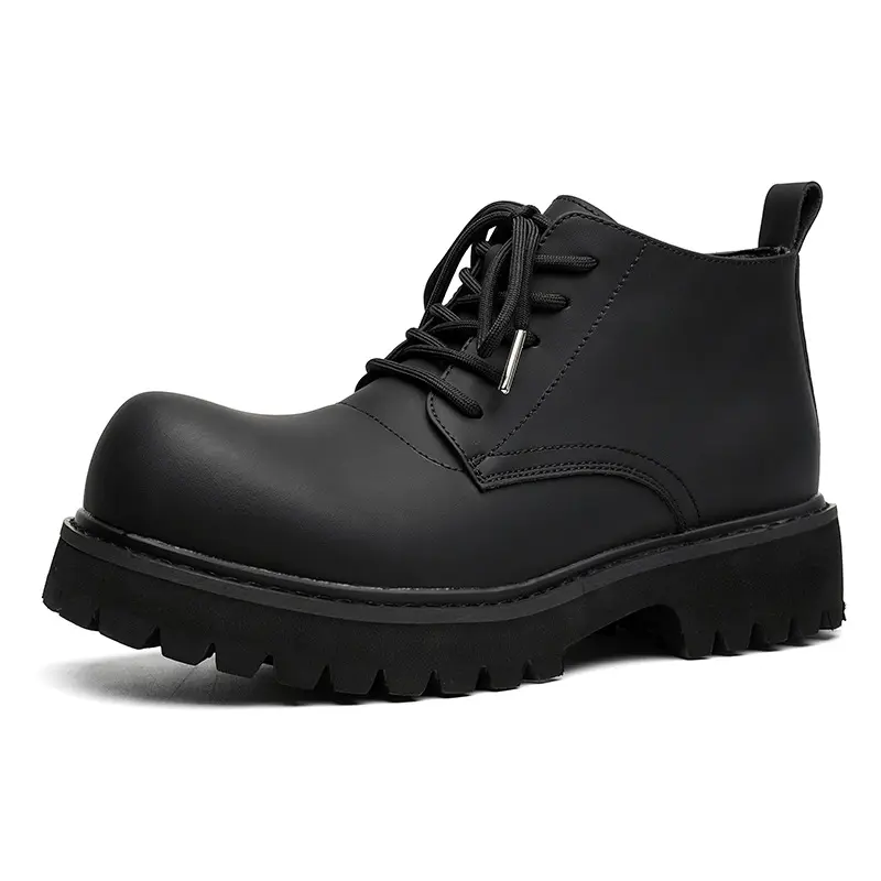 Korean style men fashion genuine leather boots big toe shoes cowboy platform boot party prom dress black white ankle botas male