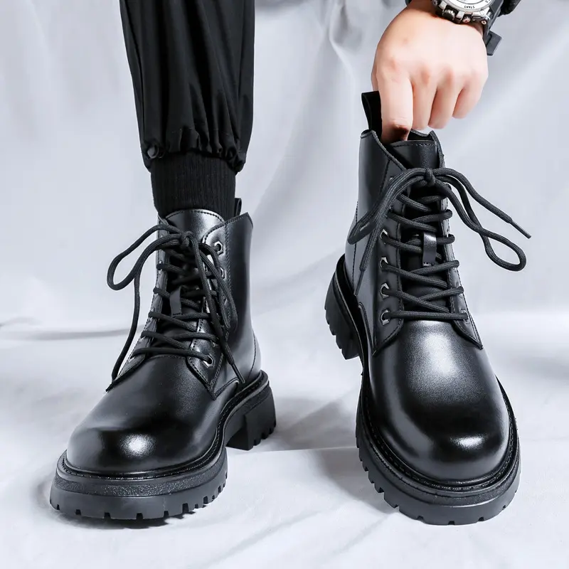 men's casual business office original leather boots autumn winter shoes cowboy platform boot spring autumn ankle botas masculina