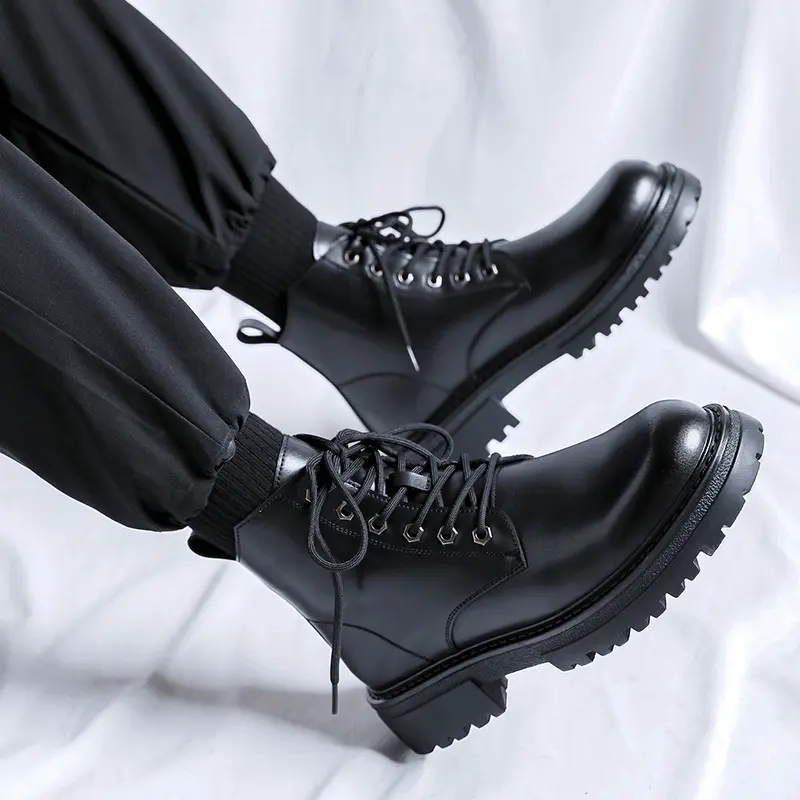 men's casual business office original leather boots autumn winter shoes cowboy platform boot spring autumn ankle botas masculina