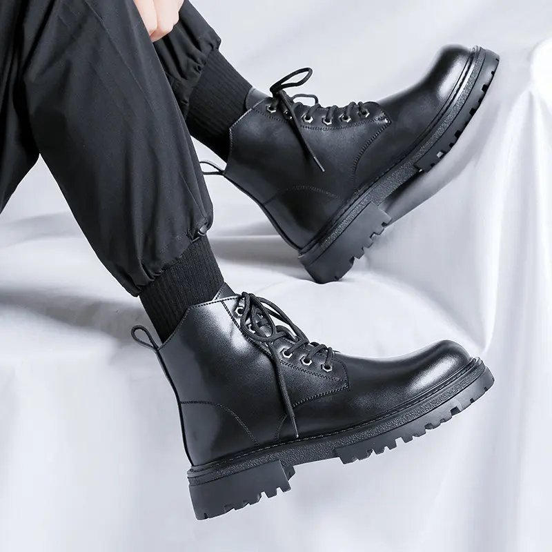 men's casual business office original leather boots autumn winter shoes cowboy platform boot spring autumn ankle botas masculina