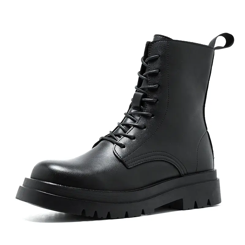 mens casual party nightclub high motorcycle boots black stylish platform shoes cowboy original leather boot long knight botas