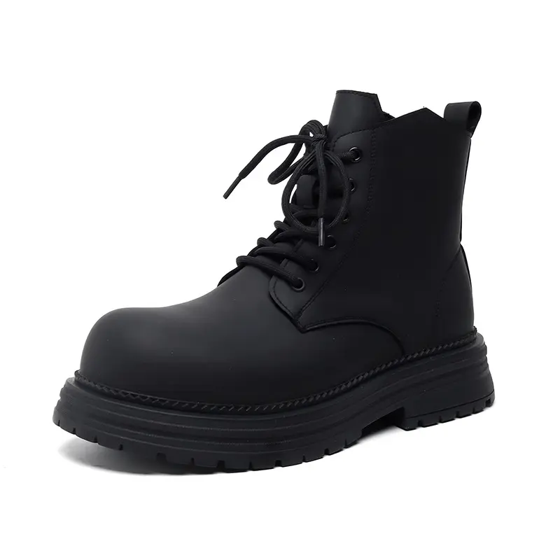 men fashion party prom autumn winter boots lace-up genuine leather shoes cowboy tooling work boot handsome platform ankle botas