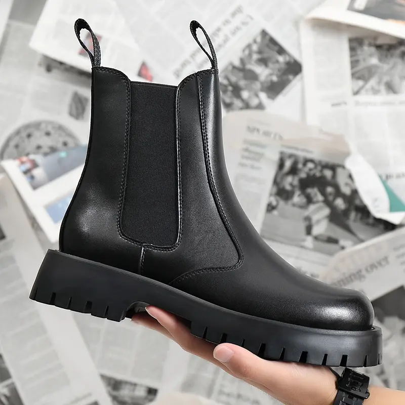 men fashion party banquet high chelsea boots natural leather platform shoes cowboy autumn winter boot handsome long knight botas
