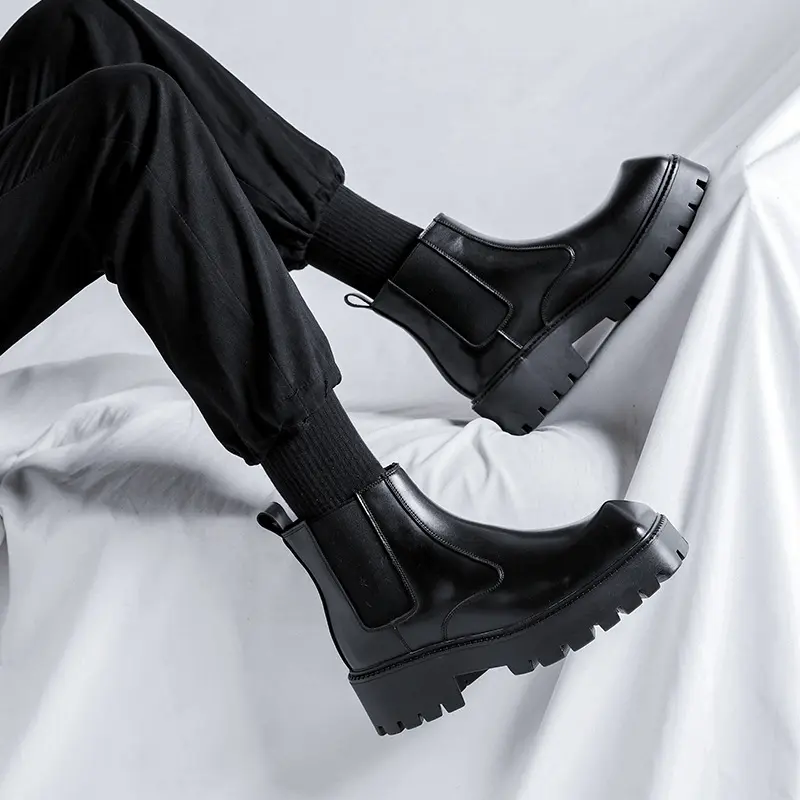 men luxury fashion chelsea boots brand designer shoes punk hip hop dress cowboy original leather boot platform ankle botas male