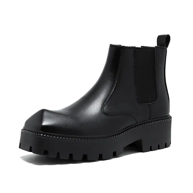 men luxury fashion chelsea boots brand designer shoes punk hip hop dress cowboy original leather boot platform ankle botas male