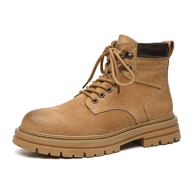 mens casual desert boots lace-up original leather shoes outdoors hiking tooling work boot spring autumn platform ankle botas man