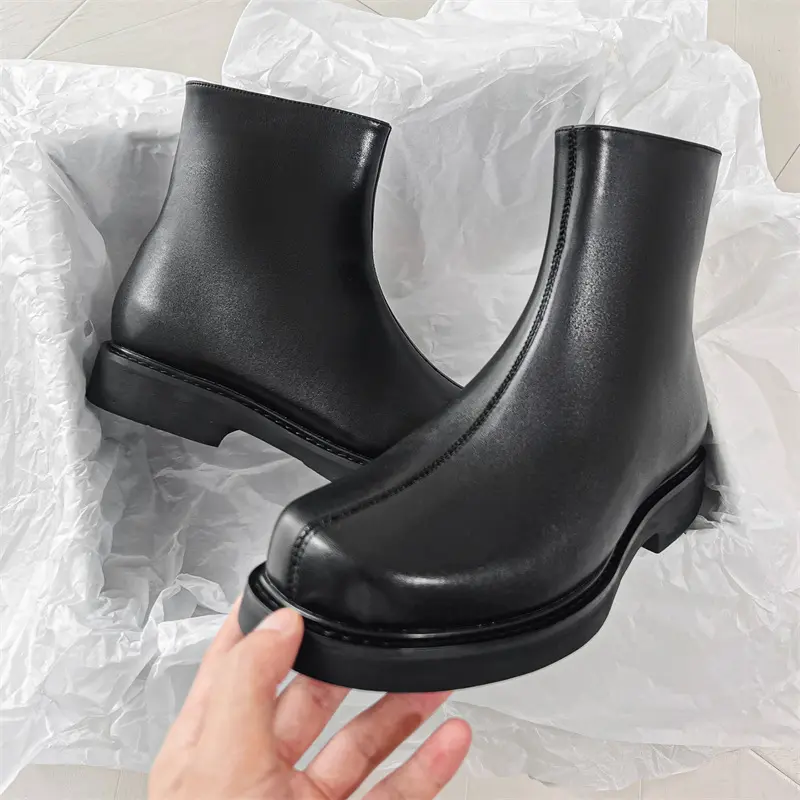 men fashion party banquet chelsea boots designer square toe shoes cowboy original leather boot handsome platform ankle botas man