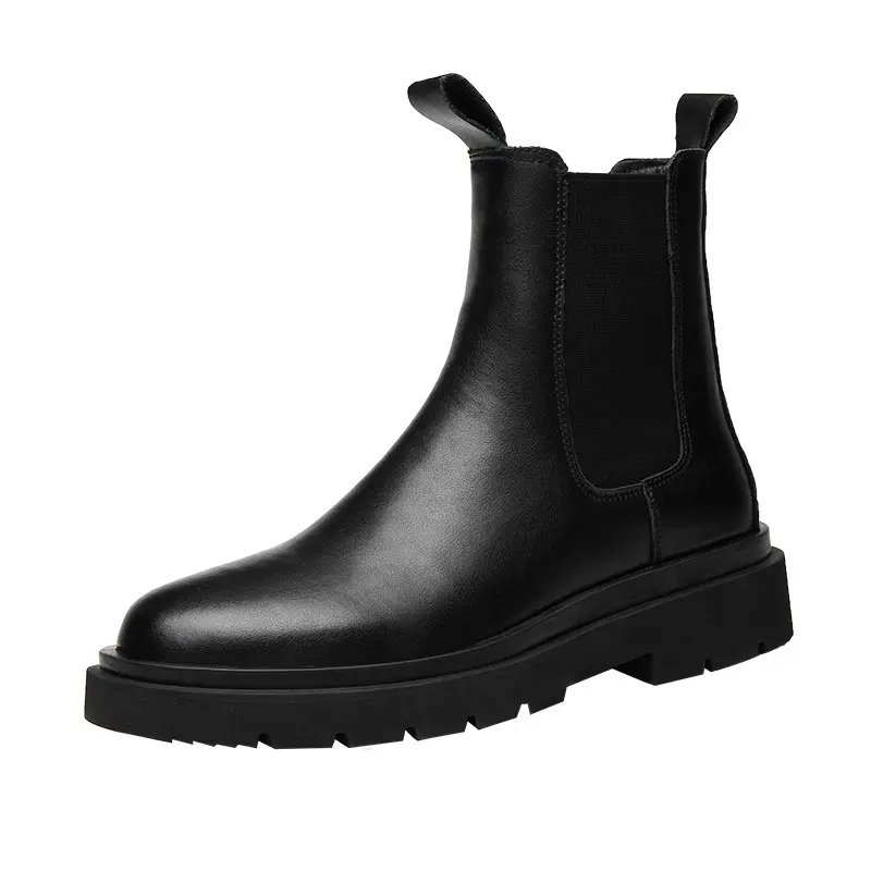 fashion high top boots for men black trend genuine leather shoes spring autumn cowboy platform boot handsome motorcycle botas