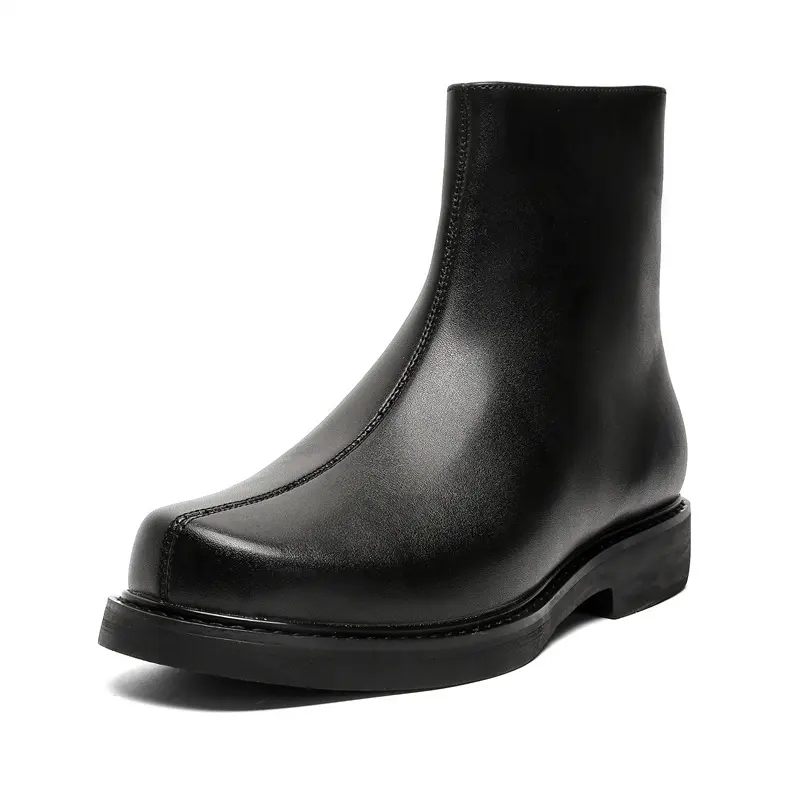 men fashion party banquet chelsea boots designer square toe shoes cowboy original leather boot handsome platform ankle botas man