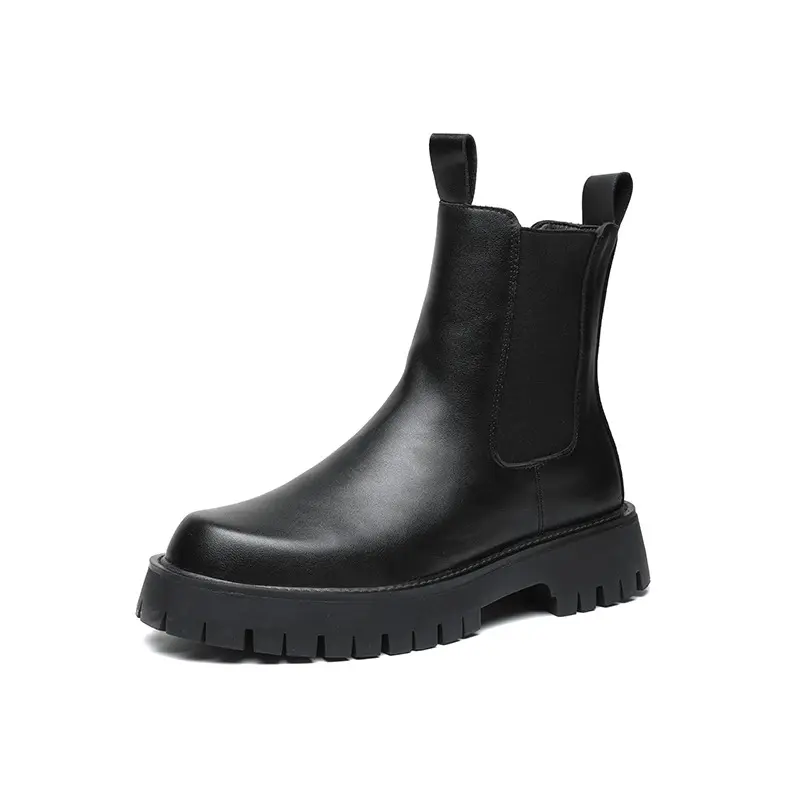 men fashion platform boots black trend autumn winter shoes high cowboy genuine leather boot handsome long chelsea botas zapatos