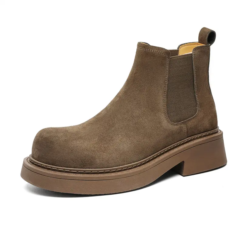 big size men casual chelsea boots slip-on cow suede leather shoes cowboy platform boot handsome spring autumn ankle botas hombre