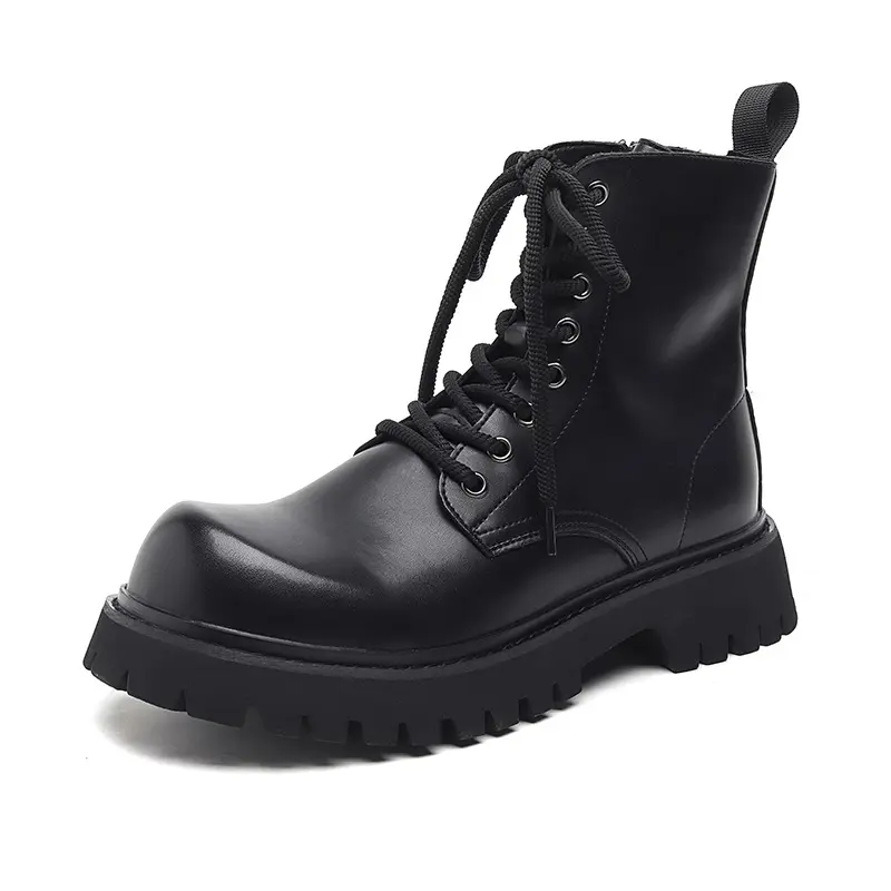 men fashion high motorcycle boots genuine leather shoes cowboy autumn winter boot black stylish handsome platform botas hombre